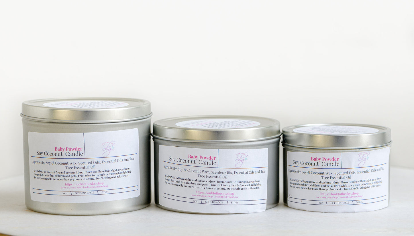 Soy Coconut Blend Tin Candle (2oz),(10oz),(16oz),(20oz).